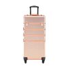 4 in 1 Portable Makeup Trolley Cart Aluminum Alloy Traveling Makeup Case Rose Gold