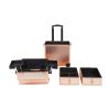 4 in 1 Portable Makeup Trolley Cart Aluminum Alloy Traveling Makeup Case Rose Gold