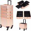 4 in 1 Portable Makeup Trolley Cart Aluminum Alloy Traveling Makeup Case Rose Gold