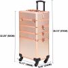 4 in 1 Portable Makeup Trolley Cart Aluminum Alloy Traveling Makeup Case Rose Gold