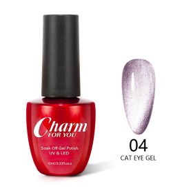 New Crystal Cat Eye Series Nail Polish Gel Ice Transparent Silver White Wide Cat Eye Smoothie Moonstone Cat Eye Gel Polish (Option: 04color)