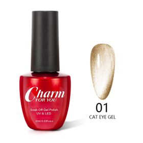 New Crystal Cat Eye Series Nail Polish Gel Ice Transparent Silver White Wide Cat Eye Smoothie Moonstone Cat Eye Gel Polish (Option: 01color)